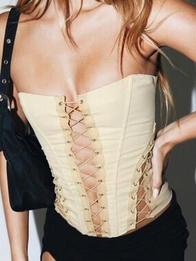 Princess Polly Eden Lace Up Corset Cream